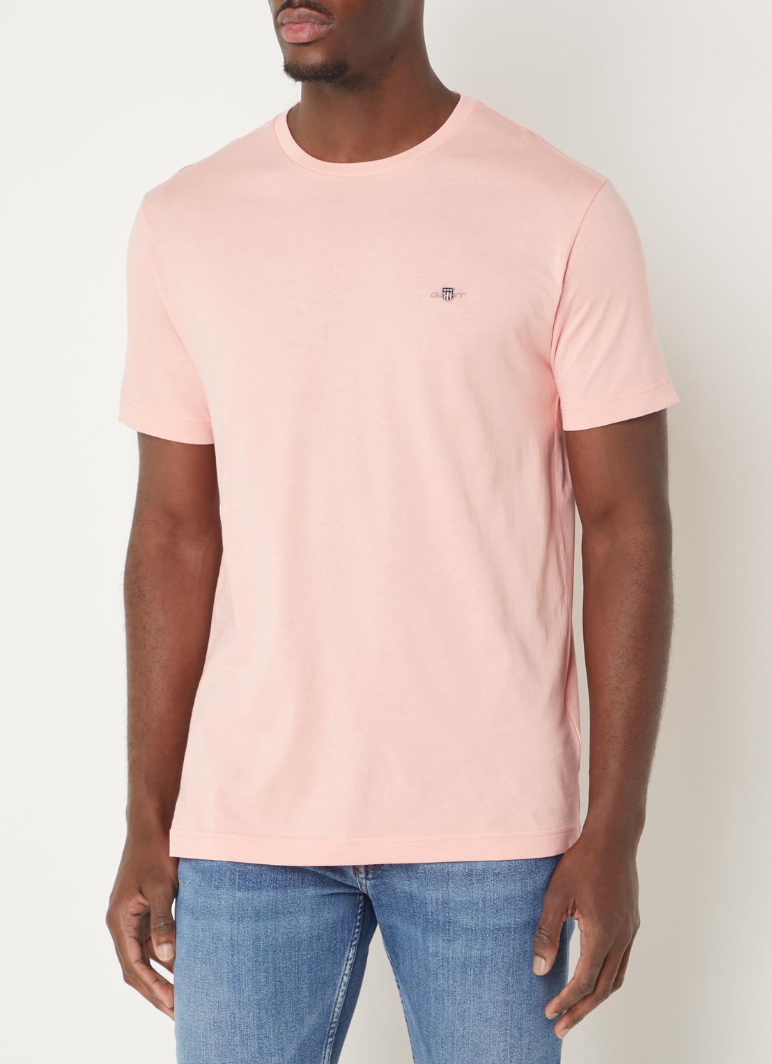 Gant T-shirt met logoborduring - detail 4 zalmroze