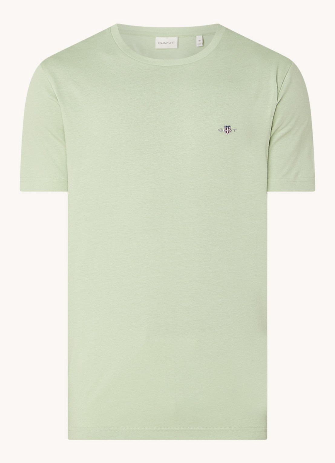 Gant T-shirt met logoborduring - voorkant lindegroen