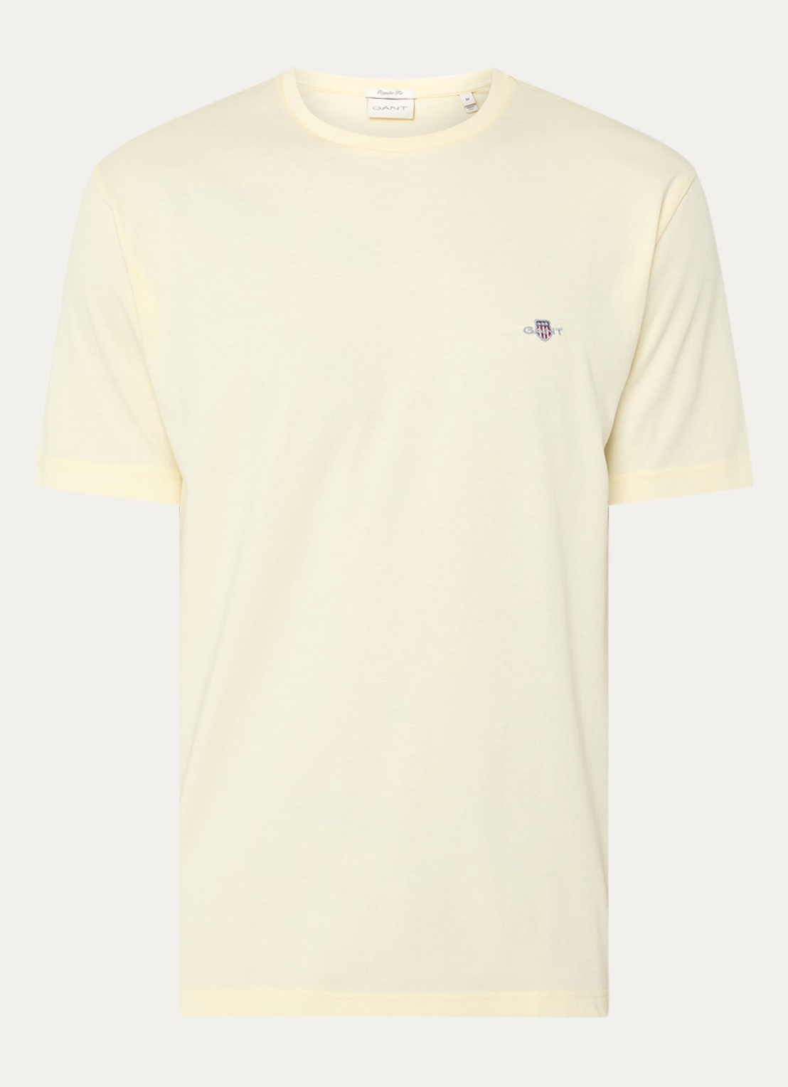 Gant T-shirt met logoborduring - voorkant 2 vanillegeel