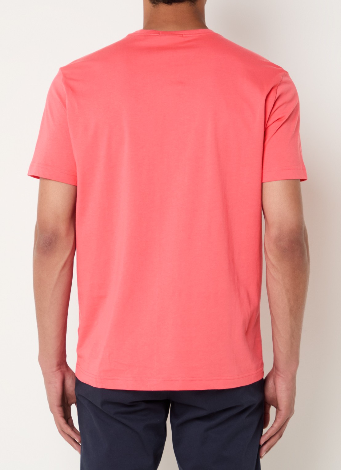 Gant T-shirt met logoborduring - achterkant 4 koraalrood