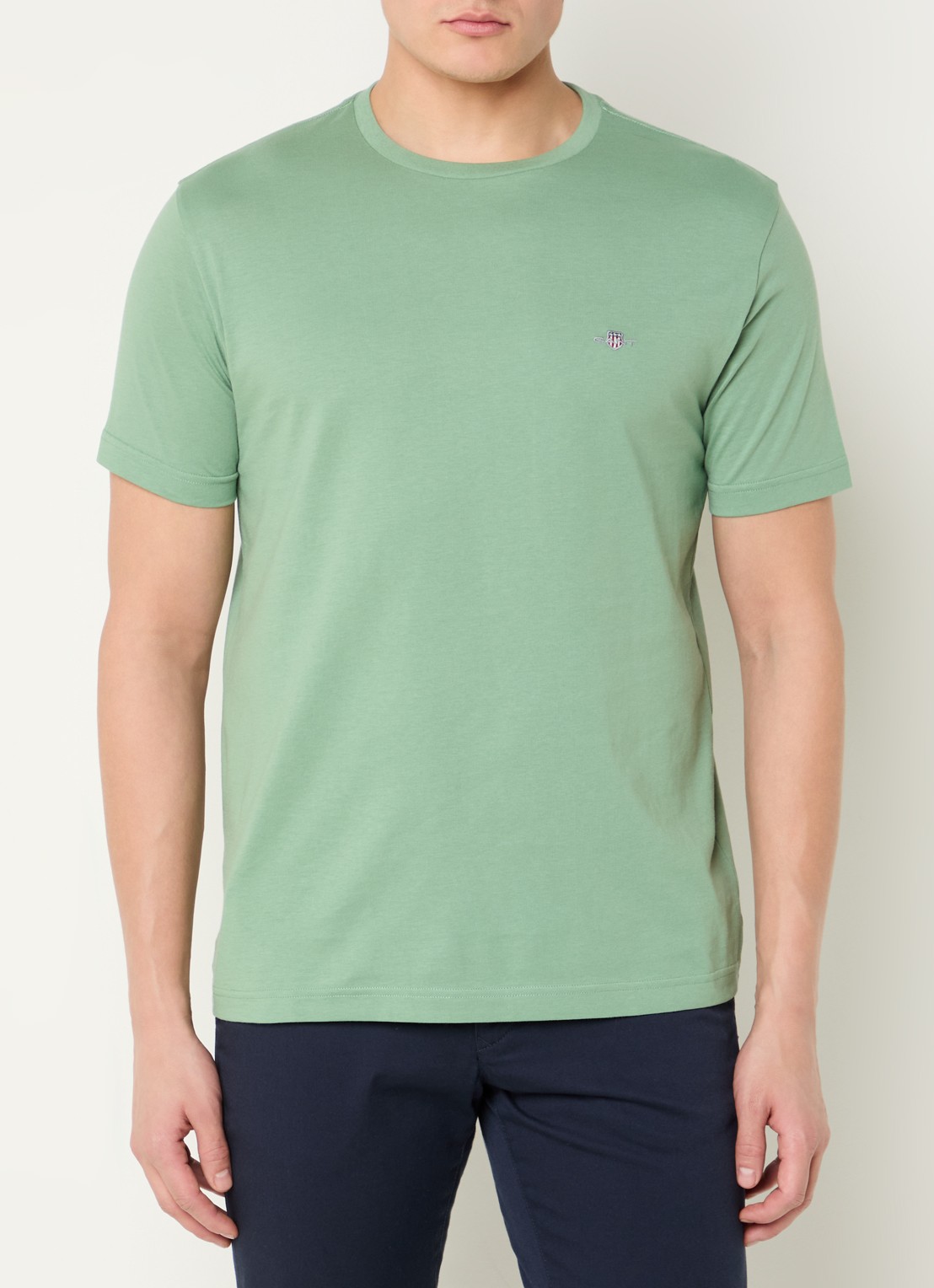 Gant T-shirt met logoborduring - detail 4 lichtgroen