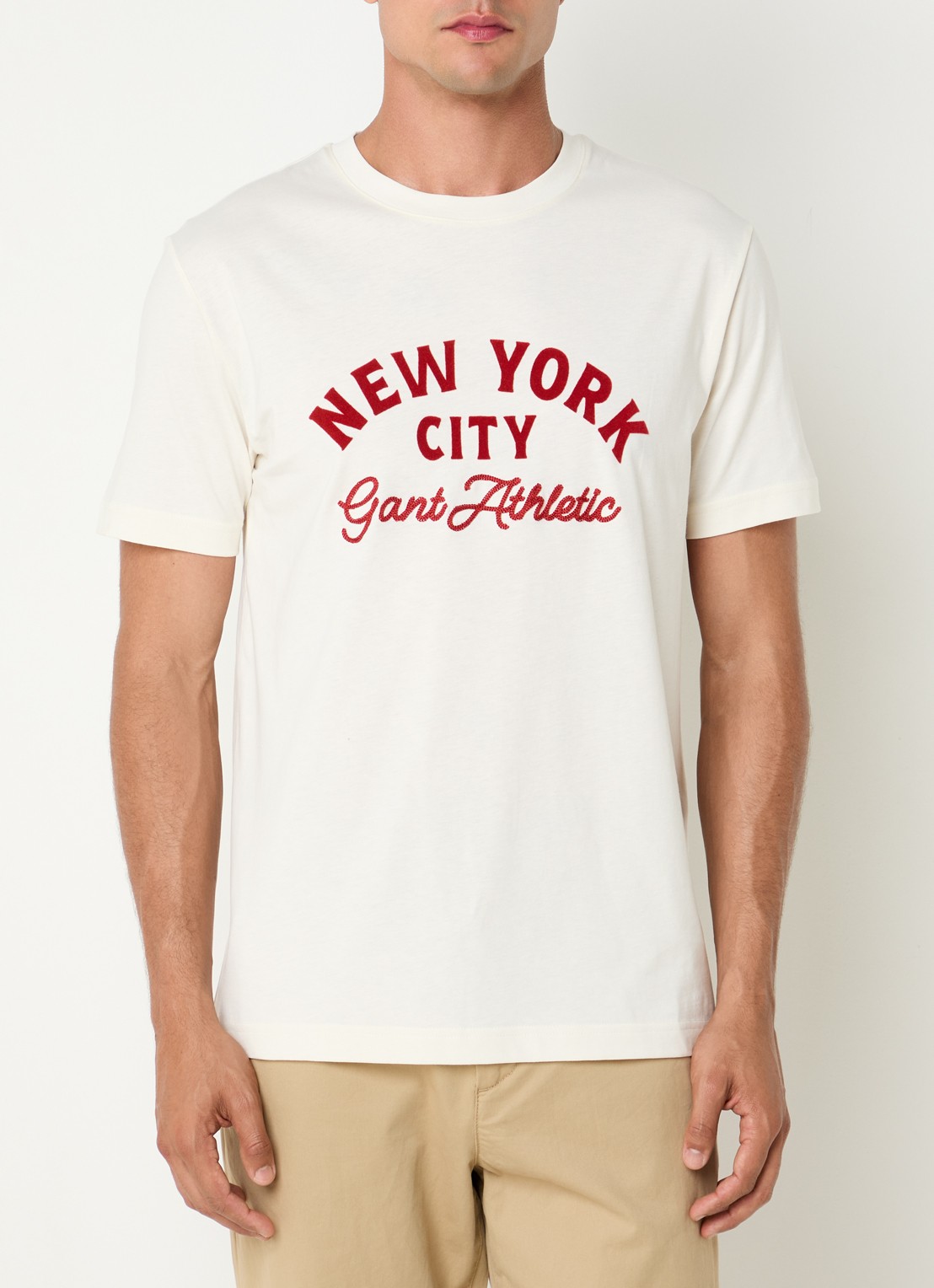 Gant T-shirt met print - detail gebroken wit