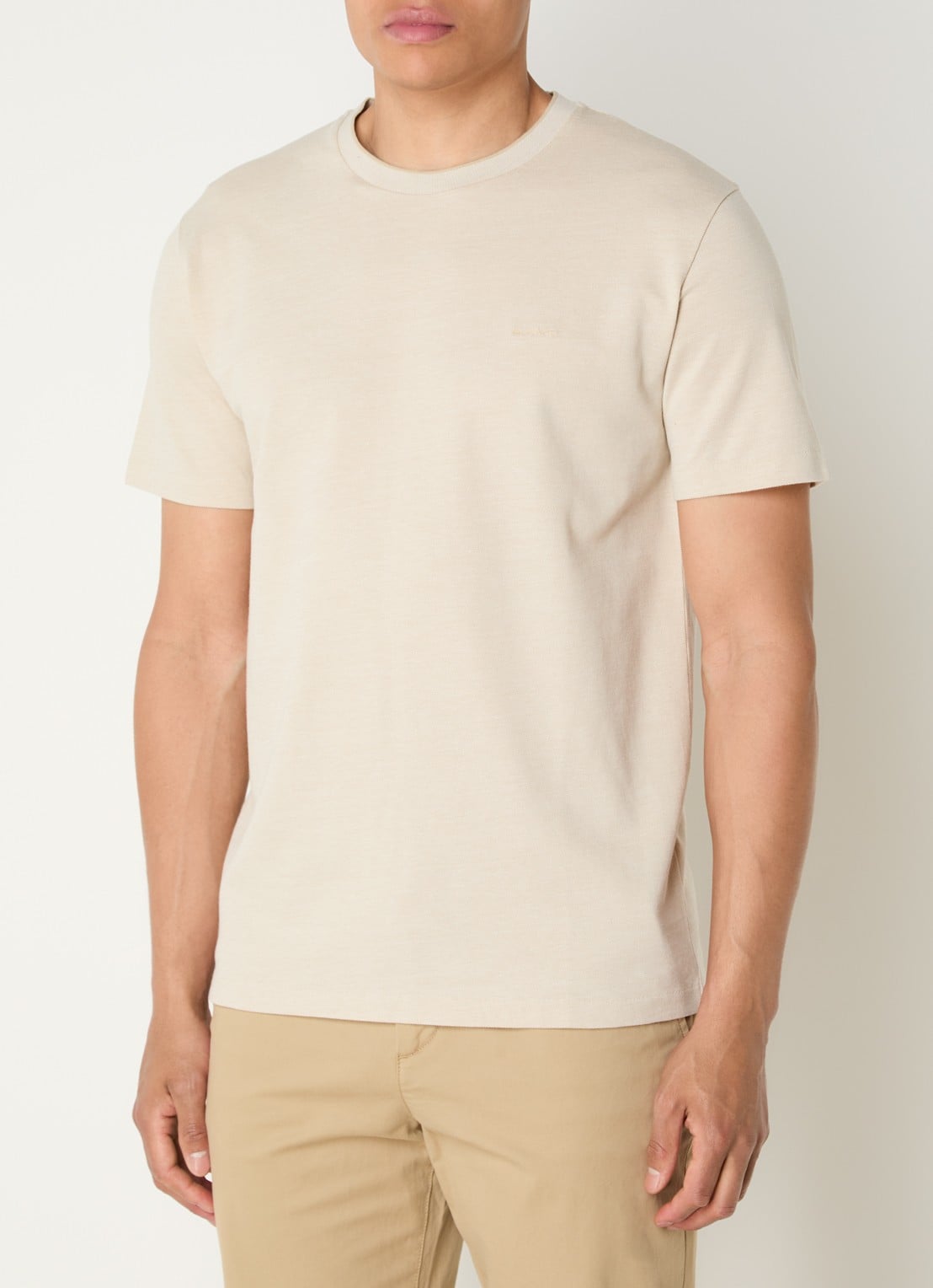 Gant T-shirt met structuur - detail 4 beige
