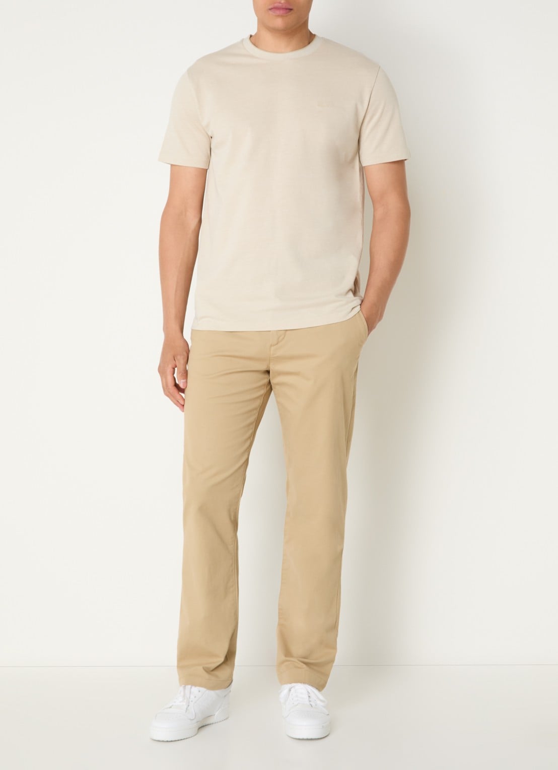 Gant T-shirt met structuur - voorkant 3 beige