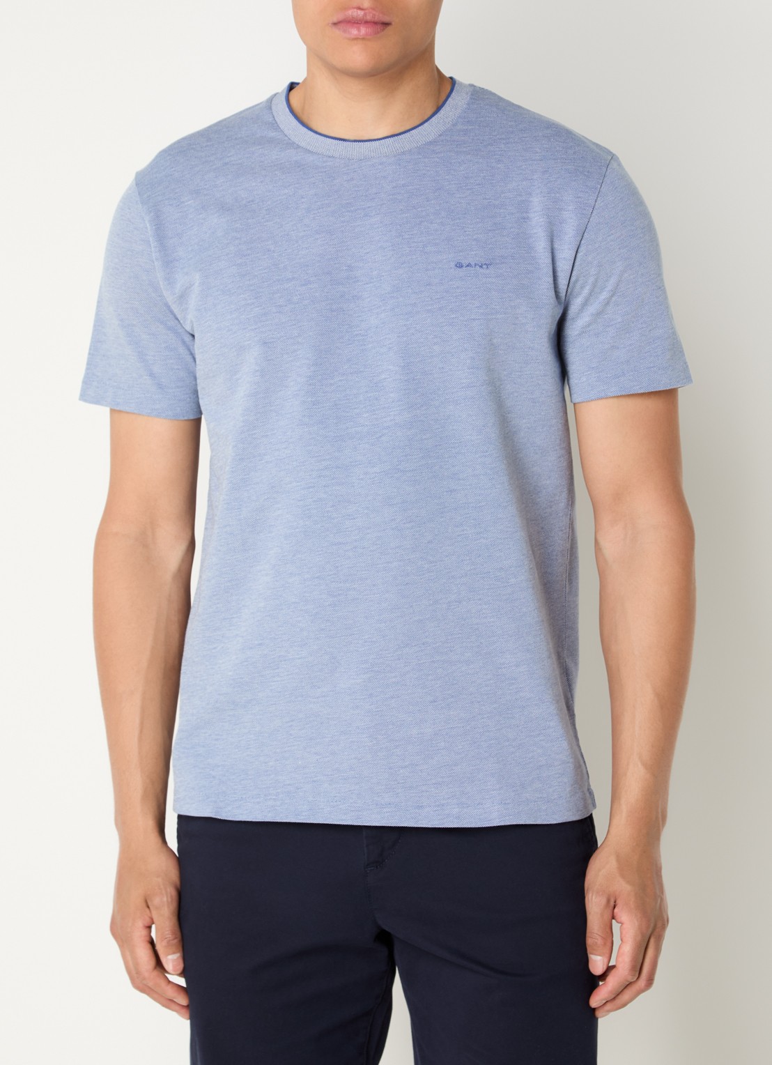 Gant T-shirt met structuur - detail royalblauw
