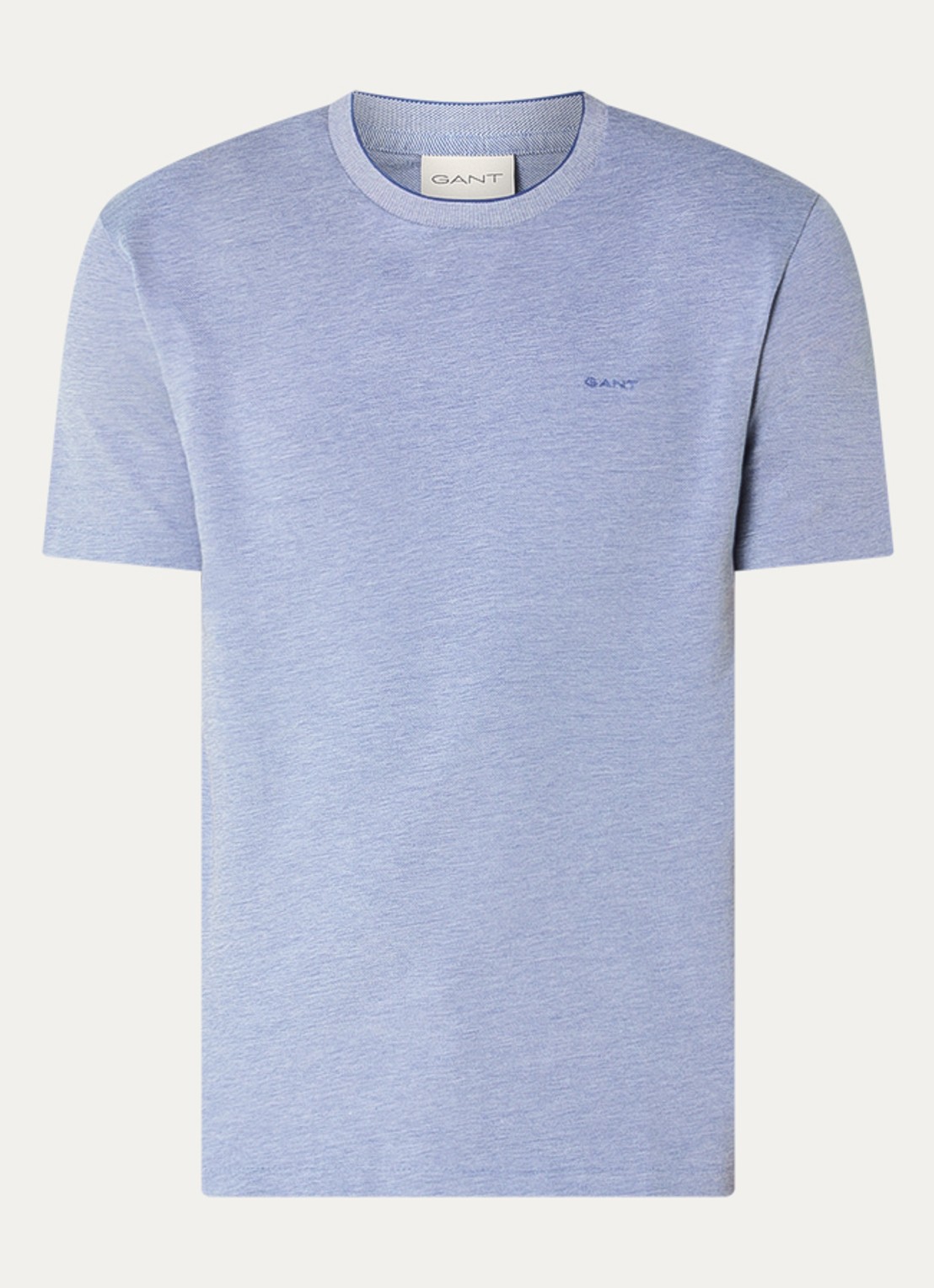 Gant T-shirt met structuur - voorkant 3 royalblauw