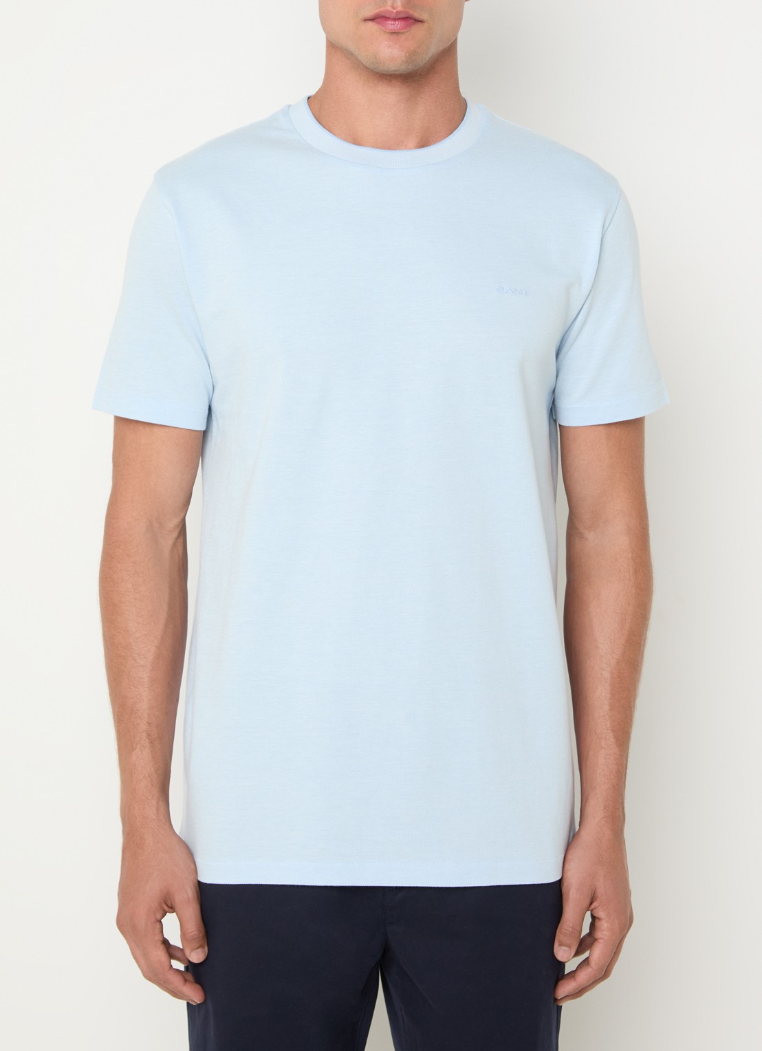 Gant T-shirt met structuur - detail 4 lichtblauw