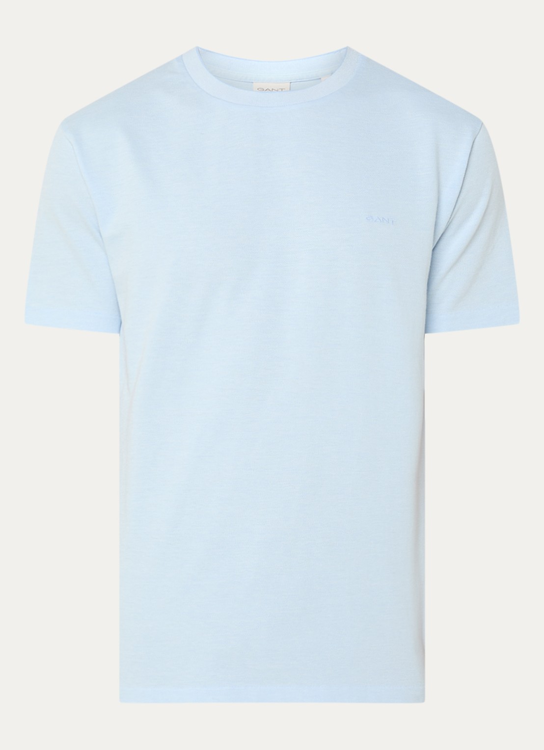 Gant T-shirt met structuur - voorkant lichtblauw