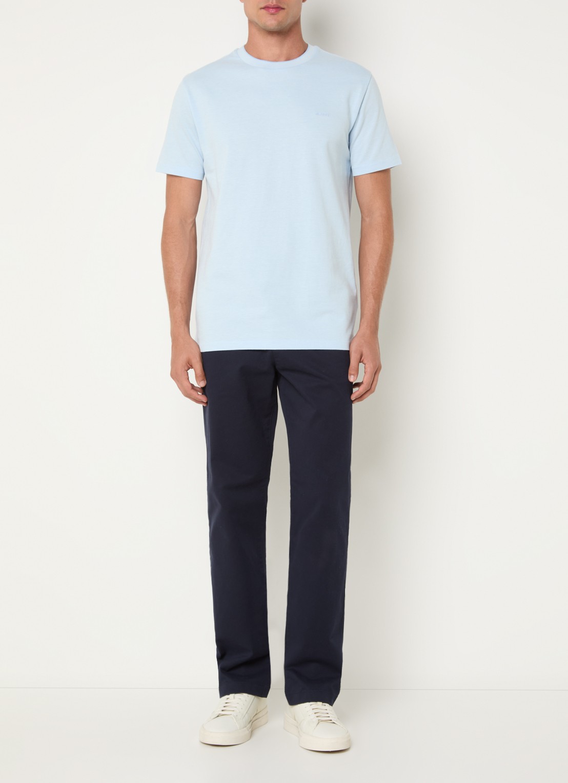 Gant T-shirt met structuur - voorkant 2 lichtblauw
