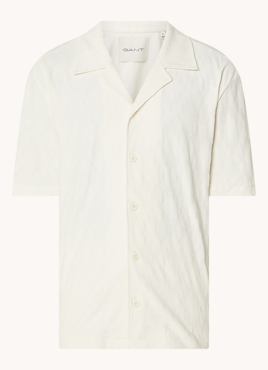Gant Terry regular fit overhemd met structuur - voorkant 4 creme
