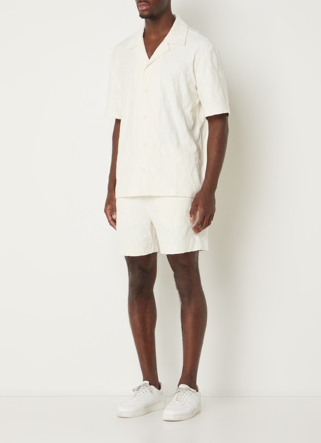 Gant Terry regular fit overhemd met structuur - voorkant 5 creme