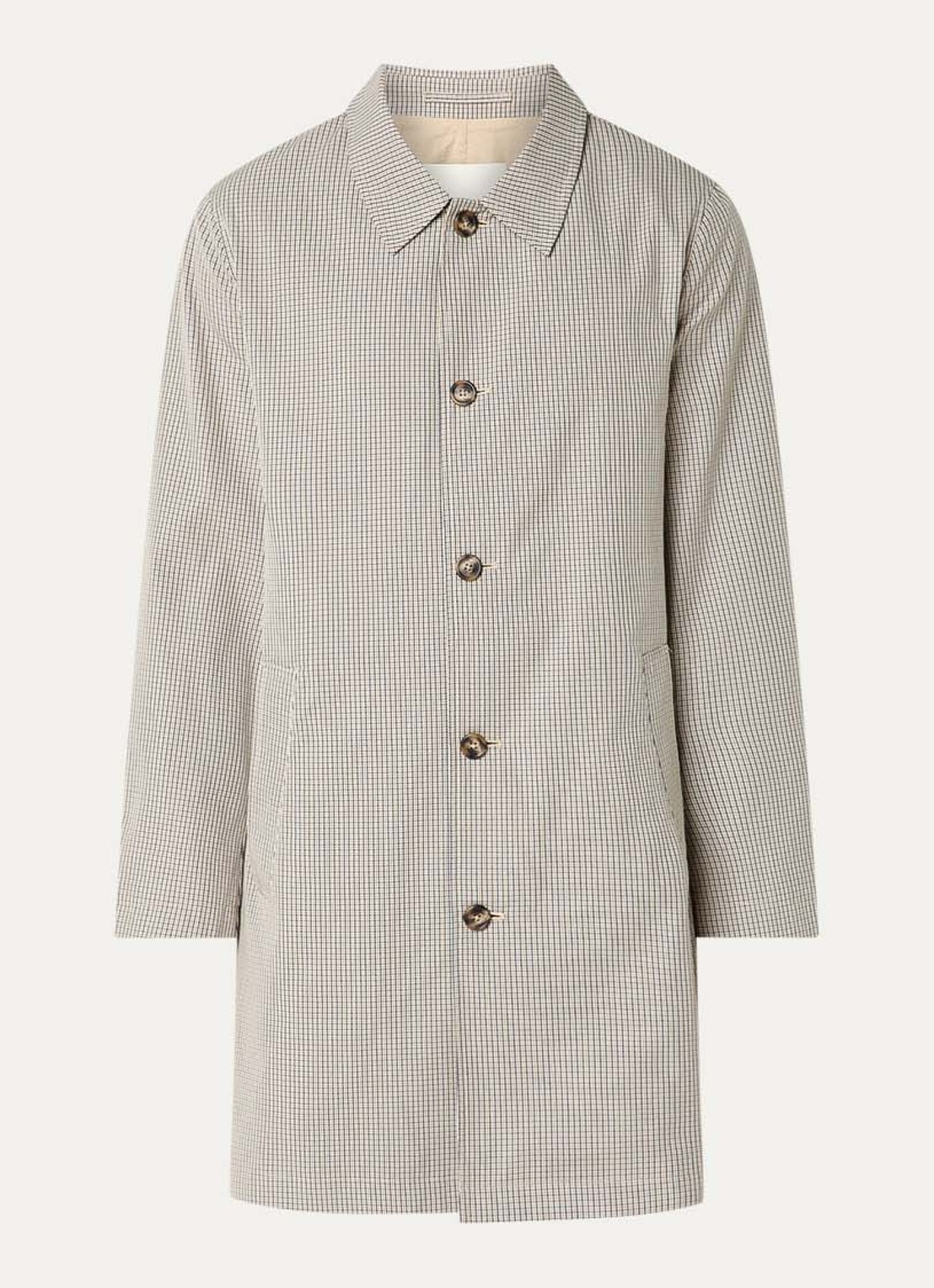 Gant Trenchcoat met ruitdessin en steekzakken - voorkant beige