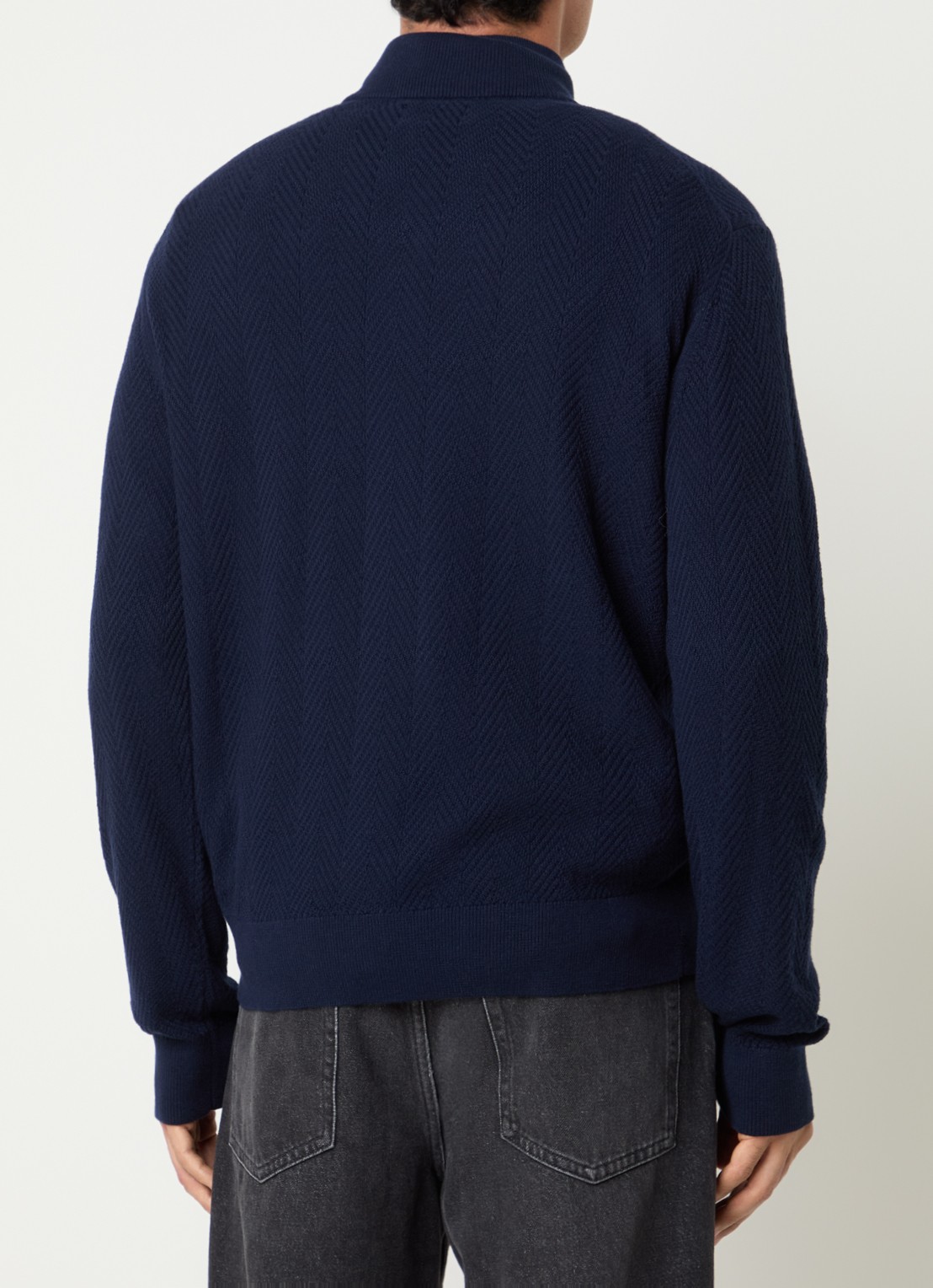 Gant Trui met logo en halve rits - achterkant 2 blauw