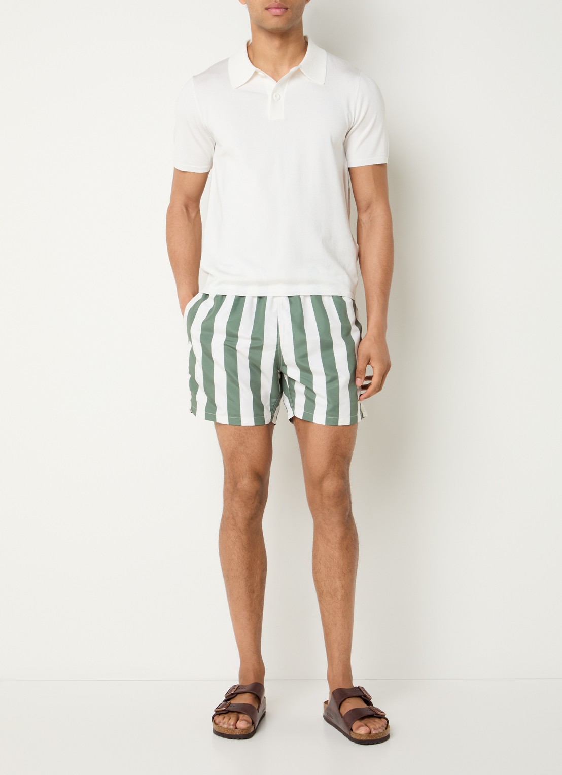 Gant Zwemshorts met streepprint en steekzakken - voorkant 4 groen
