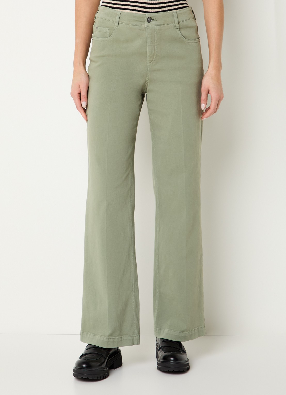 Gardeur Feliza mid waist loose fit jeans met gekleurde wassing - detail 4 khaki