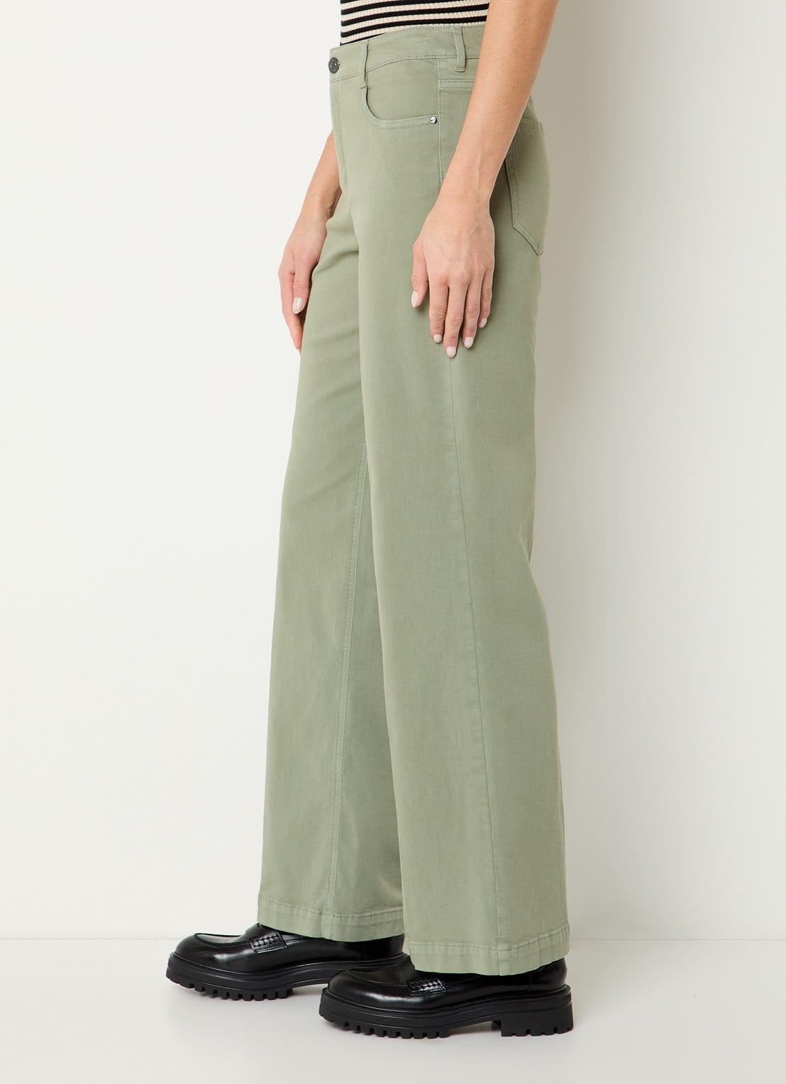 Gardeur Feliza mid waist loose fit jeans met gekleurde wassing - detail 5 khaki