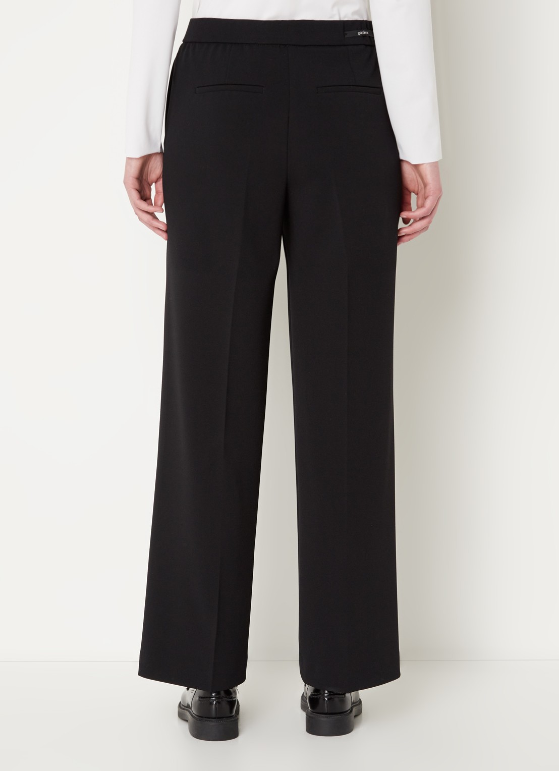 Gardeur Franca mid waist wide fit pantalon met persplooi - achterkant 4 zwart