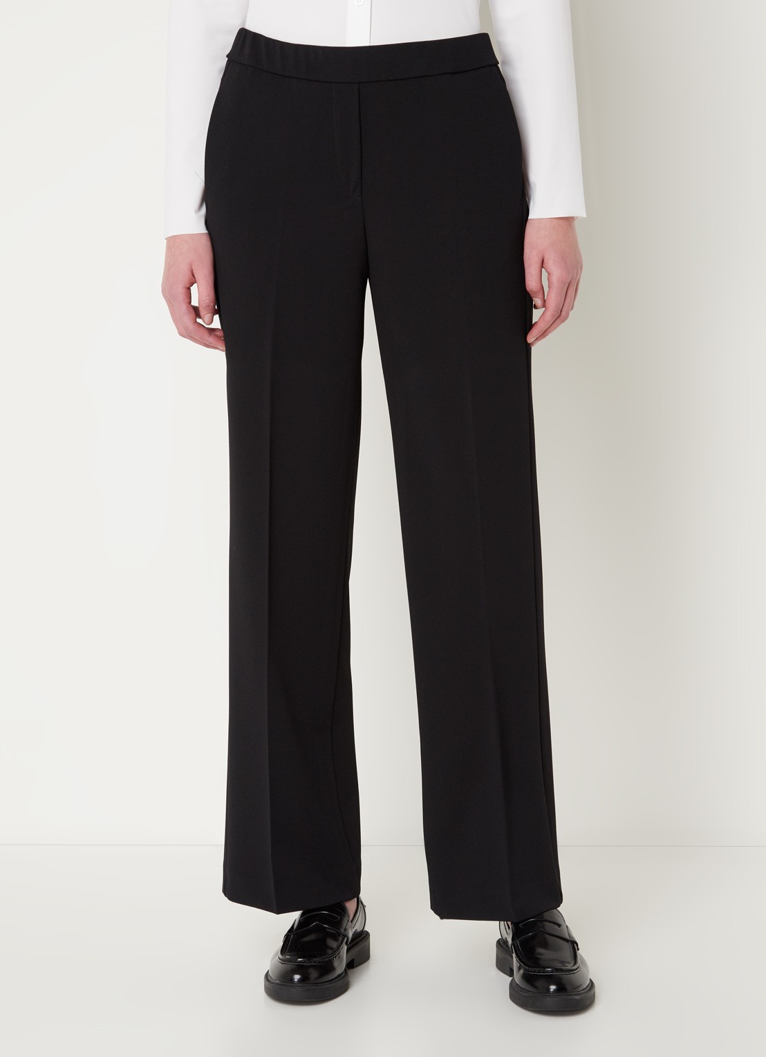 Gardeur Franca mid waist wide fit pantalon met persplooi - detail 3 zwart