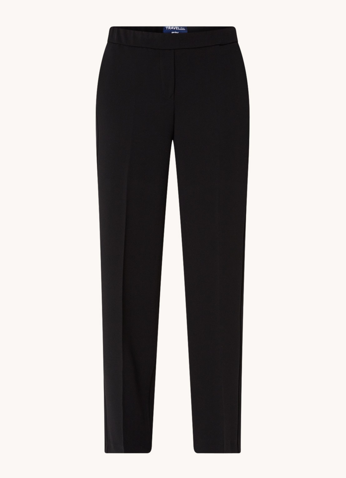 Gardeur Franca mid waist wide fit pantalon met persplooi - voorkant zwart