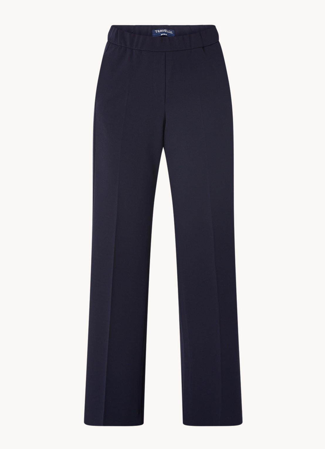 Gardeur Franca mid waist wide fit pantalon met persplooi - voorkant donkerblauw