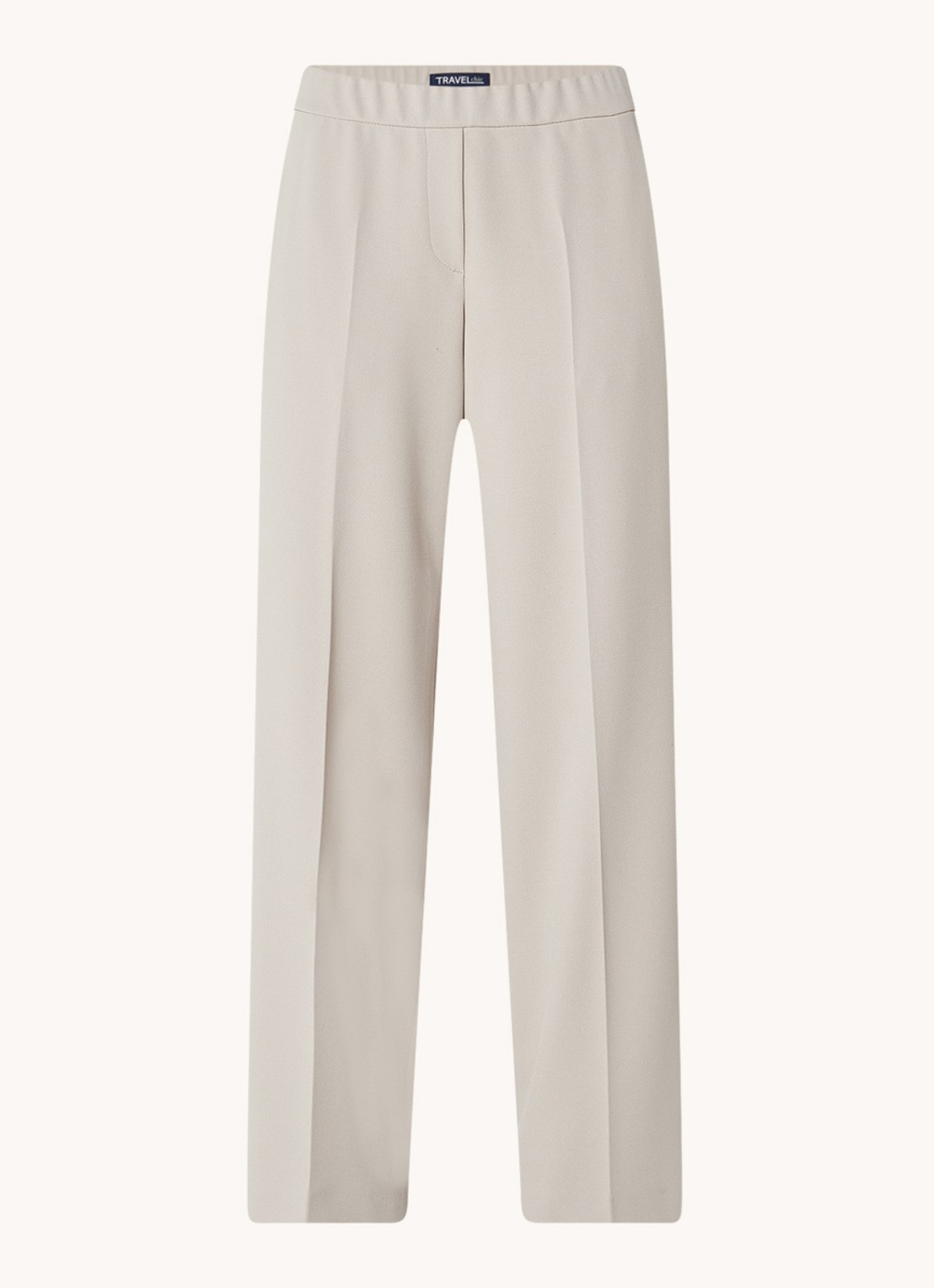 Gardeur Franca mid waist wide fit pantalon met persplooi - voorkant 2 zand