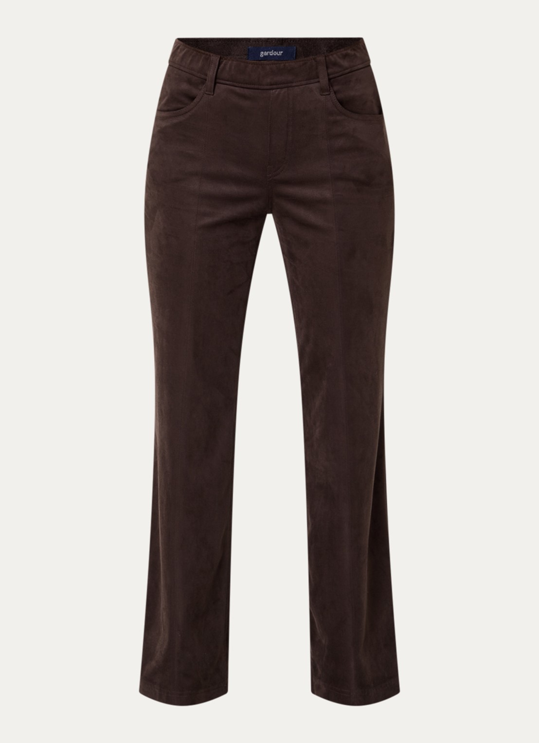 Gardeur High waist flared broek van suède - voorkant 2 donkerbruin
