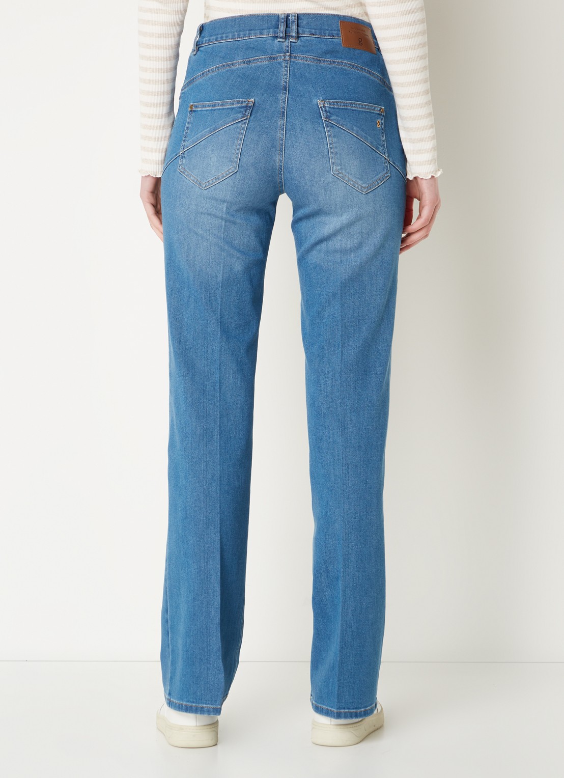 Gardeur High waist flared jeans met medium wassing - achterkant indigo