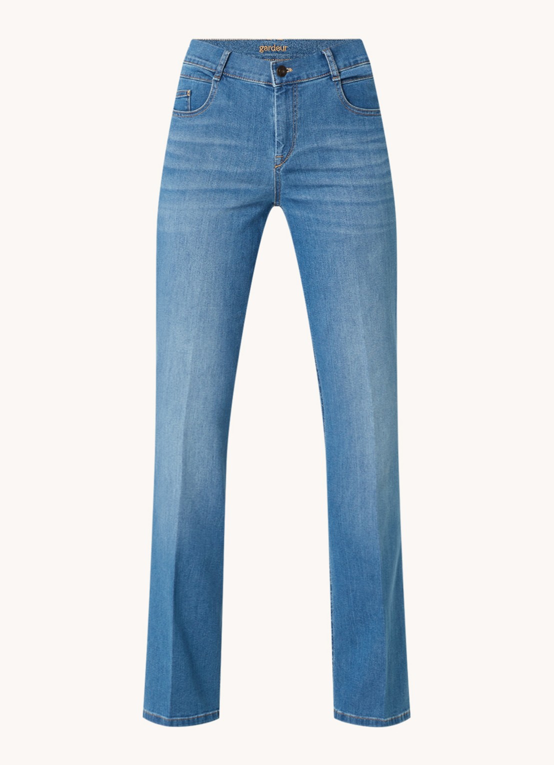 Gardeur High waist flared jeans met medium wassing - voorkant 4 indigo