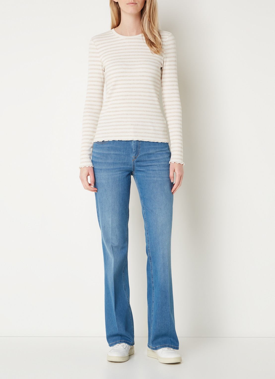 Gardeur High waist flared jeans met medium wassing - voorkant 5 indigo