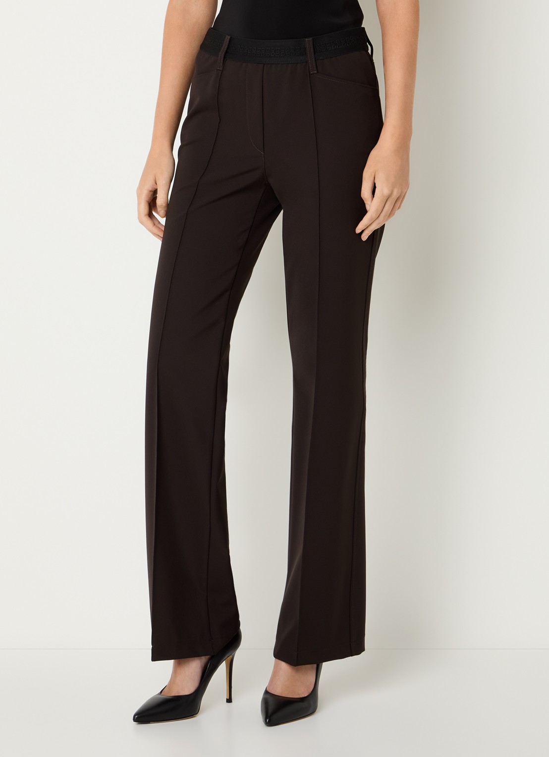 Gardeur High waist flared pantalon met stretch - detail 2 donkerbruin