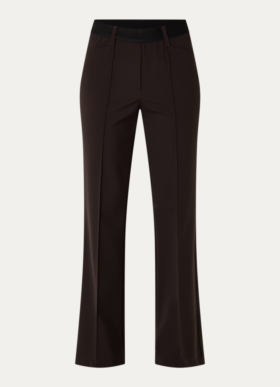 Gardeur High waist flared pantalon met stretch - voorkant 3 donkerbruin