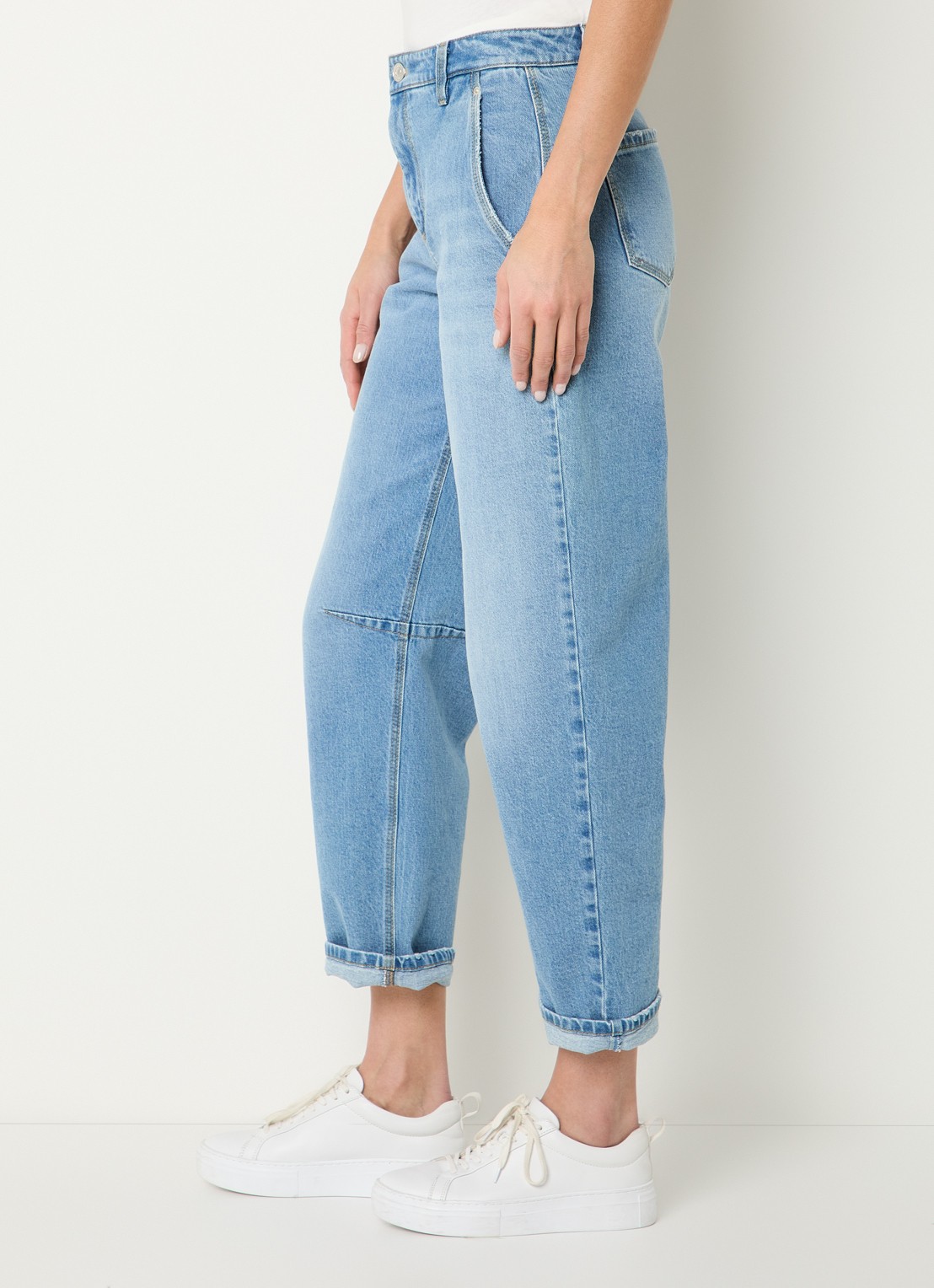 Gardeur High waist straight leg cropped jeans met lichte wassing - detail 5 indigo