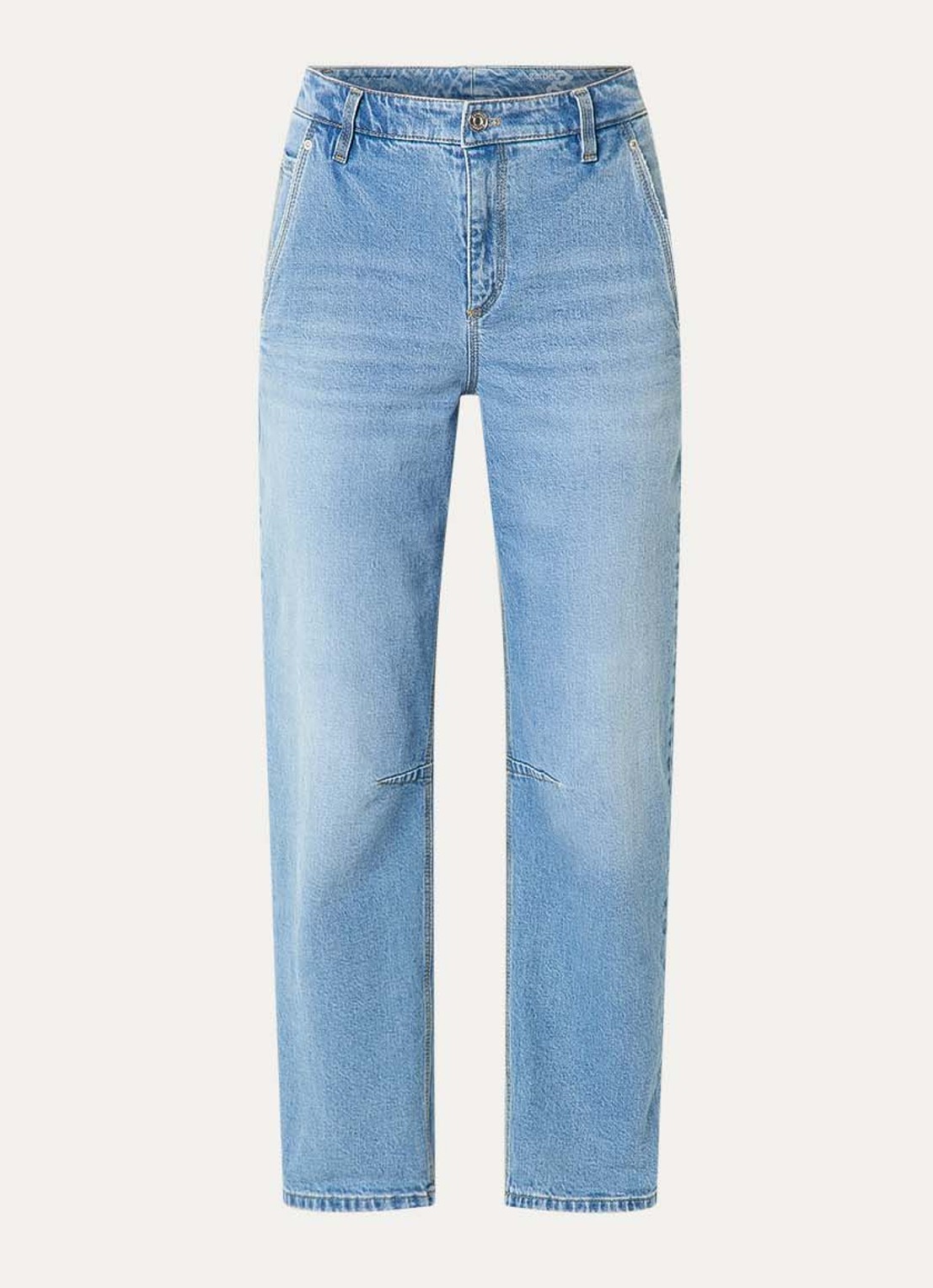Gardeur High waist straight leg cropped jeans met lichte wassing - voorkant 2 indigo