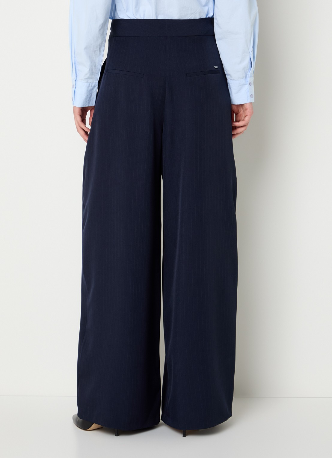 Gardeur High waist wide fit pantalon met steekzakken - achterkant 2 donkerblauw