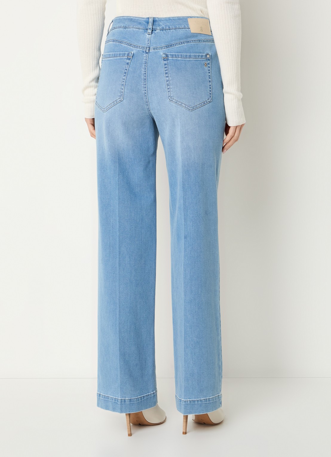 Gardeur High waist wide leg jeans  met lichte wassing - achterkant 3 indigo
