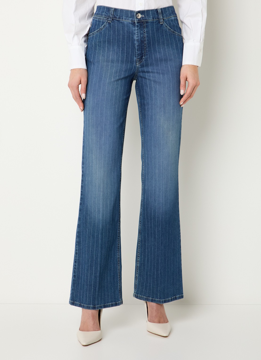 Gardeur Hose high waist flared fit jeans met donkere wassing - detail 4 indigo
