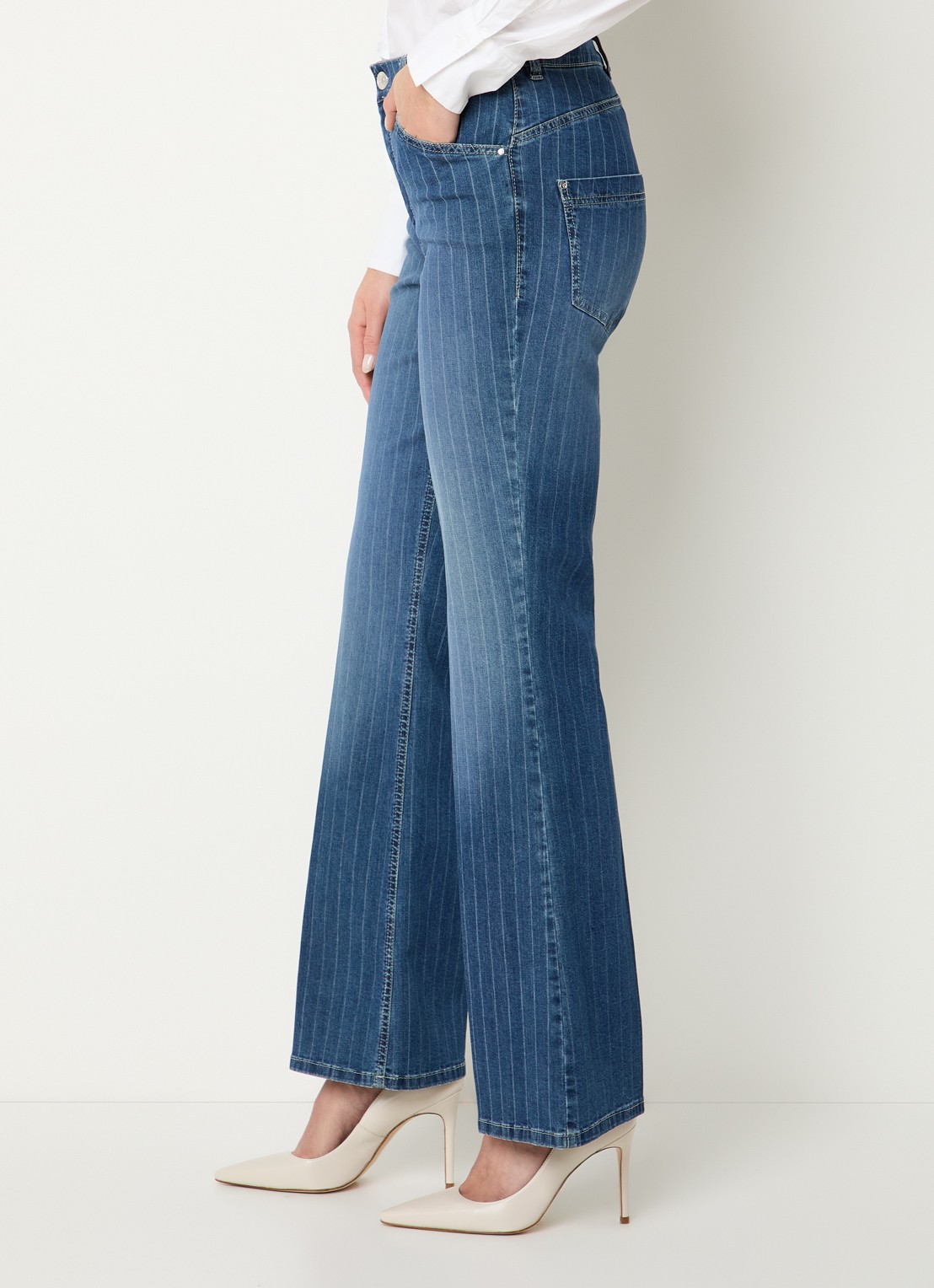 Gardeur Hose high waist flared fit jeans met donkere wassing - detail 5 indigo