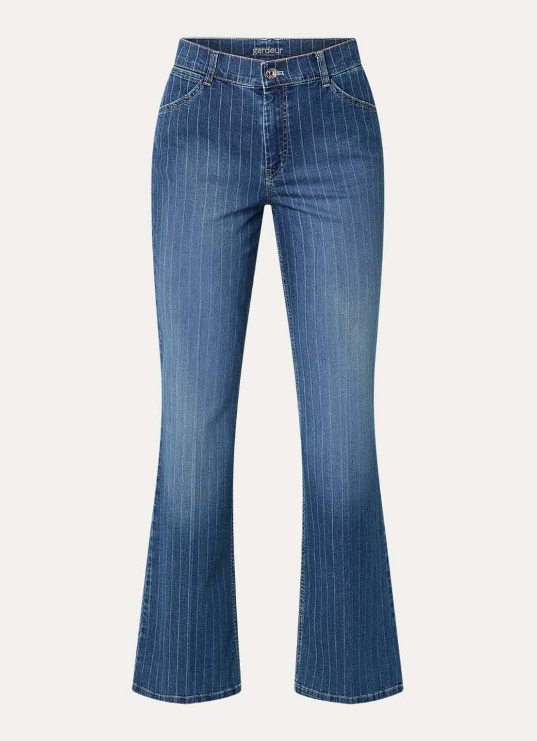 Gardeur Hose high waist flared fit jeans met donkere wassing - voorkant 2 indigo