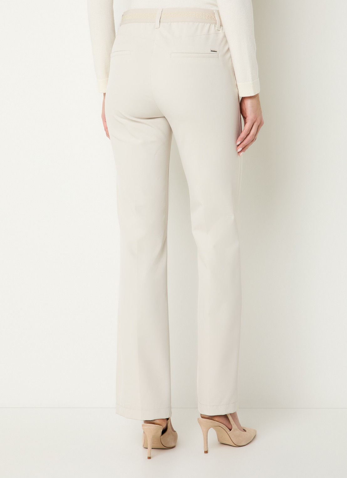 Gardeur Hose high waist straight fit pantalon met steekzakken - achterkant 3 ivoor