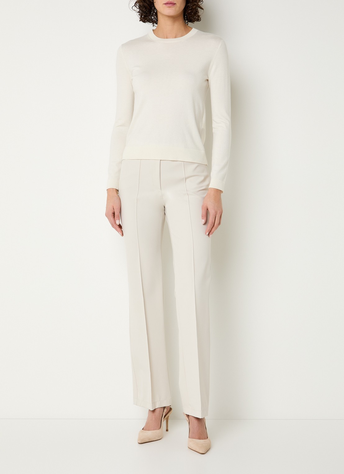 Gardeur Hose high waist straight fit pantalon met steekzakken - voorkant 2 ivoor