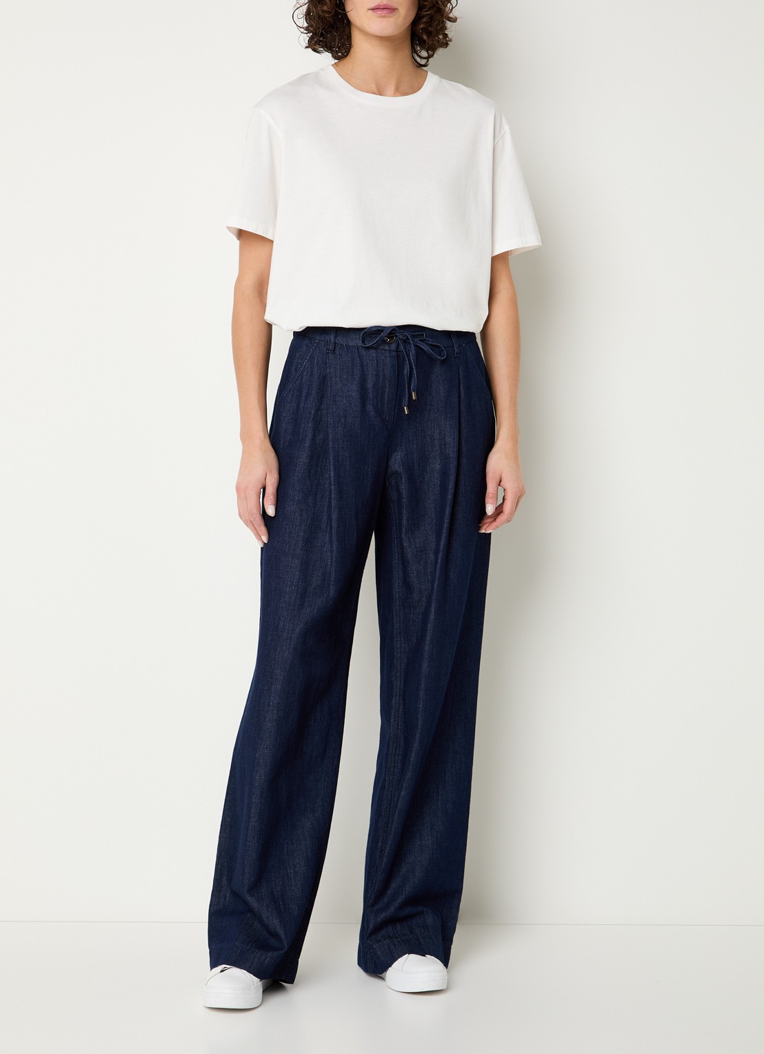 Gardeur Hose mid waist loose fit pantalon met steekzakken - voorkant 3 donkerblauw