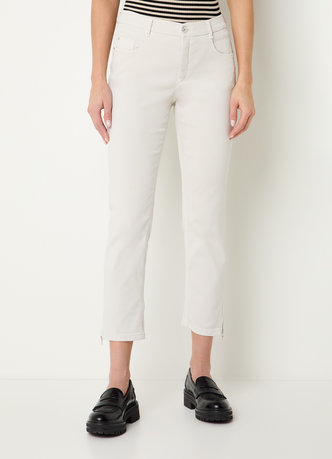 Gardeur Hose mid waist slim fit jeans met gekleurde wassing - detail 4 beige