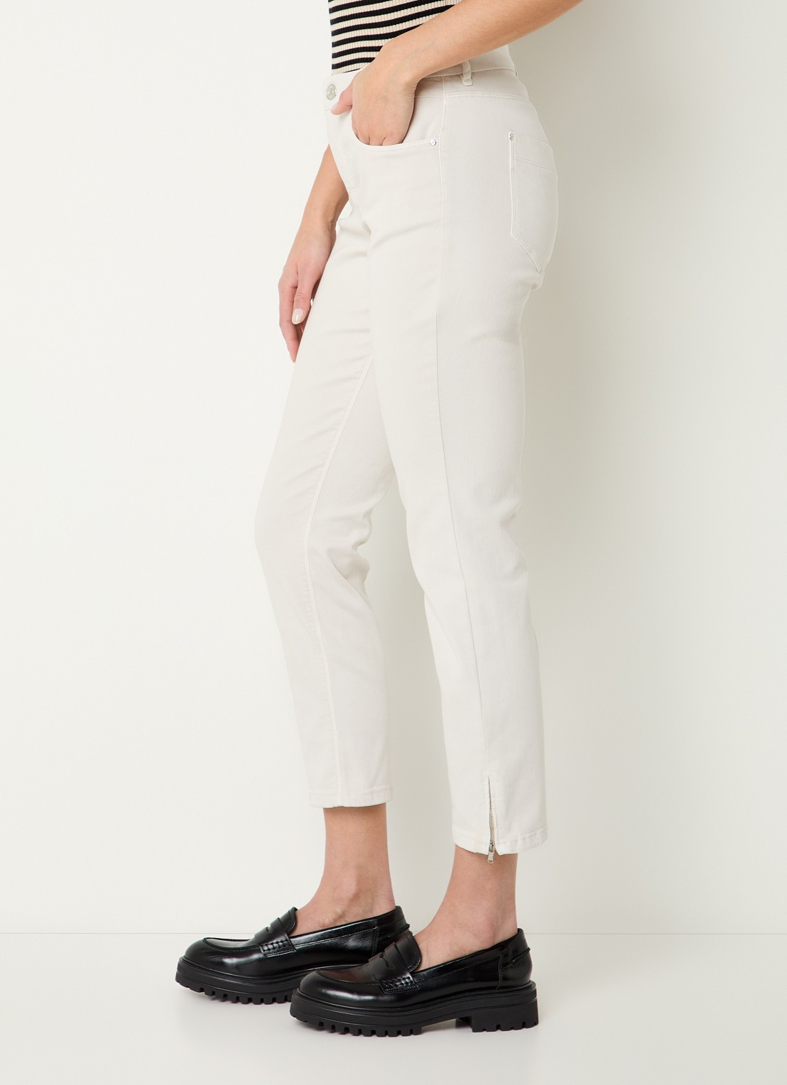 Gardeur Hose mid waist slim fit jeans met gekleurde wassing - detail 5 beige
