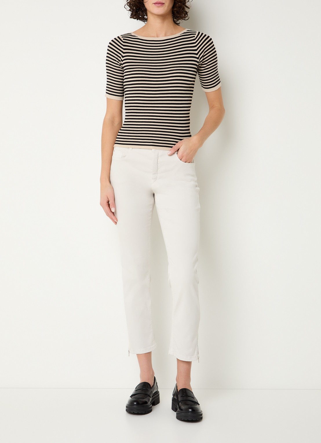 Gardeur Hose mid waist slim fit jeans met gekleurde wassing - voorkant 3 beige