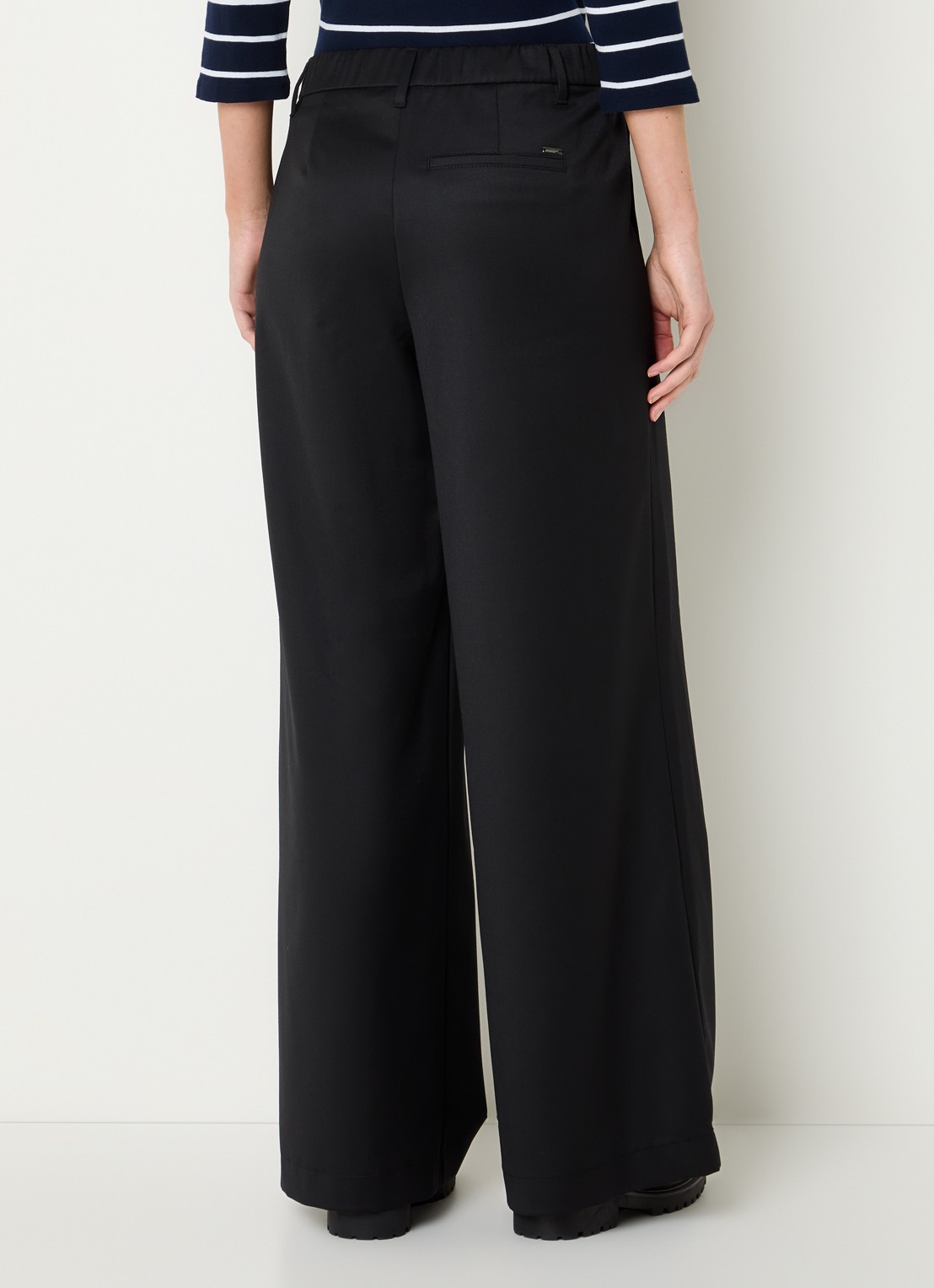 Gardeur Hose mid waist wide fit pantalon in wolblend - achterkant zwart