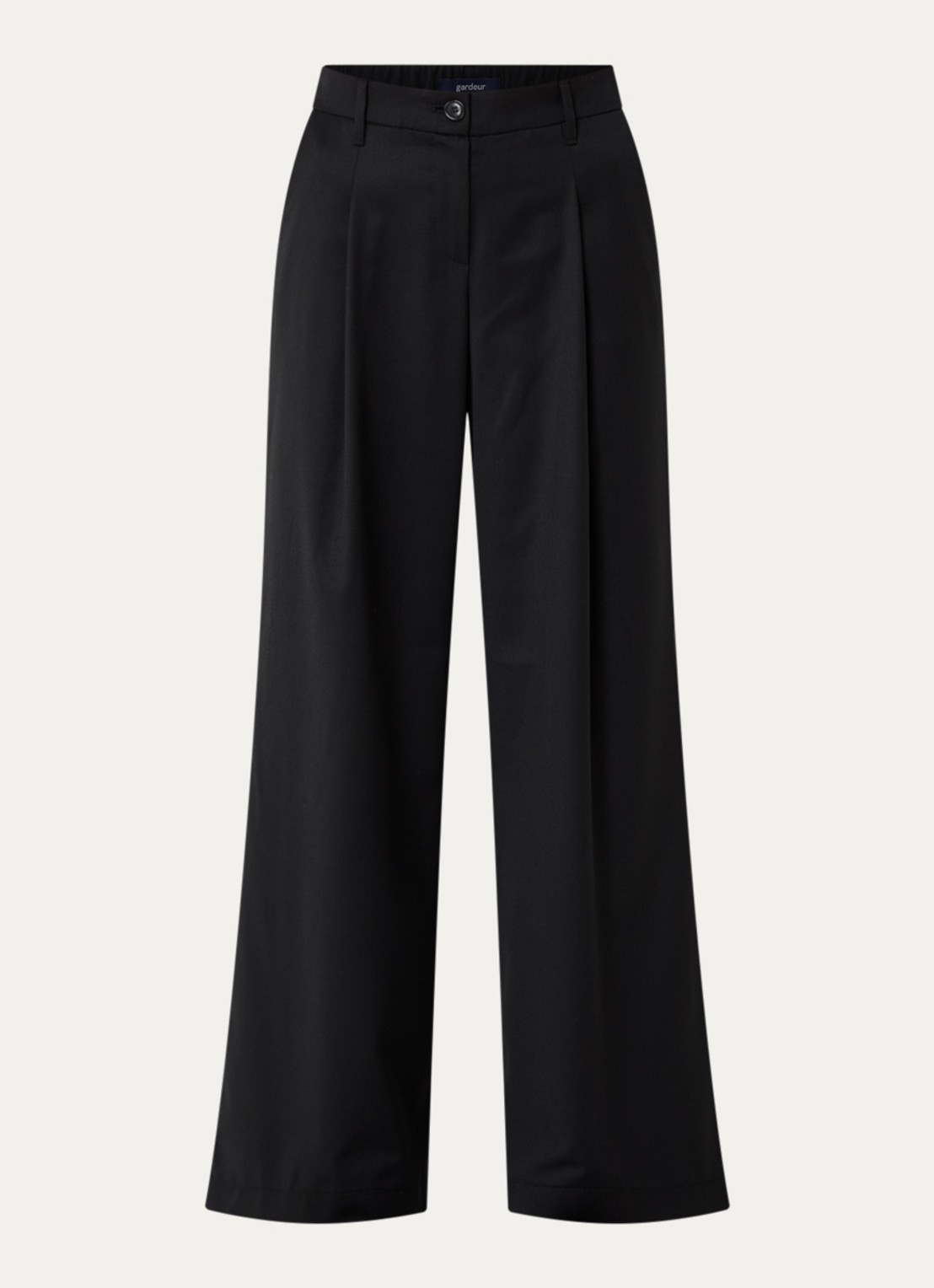 Gardeur Hose mid waist wide fit pantalon in wolblend - voorkant 3 zwart