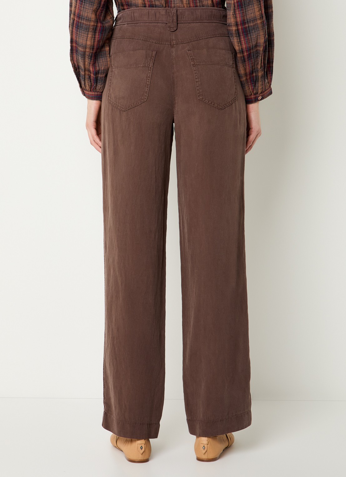Gardeur Hose mid waist wide leg jeans met gekleurde wassing - achterkant donkerbruin