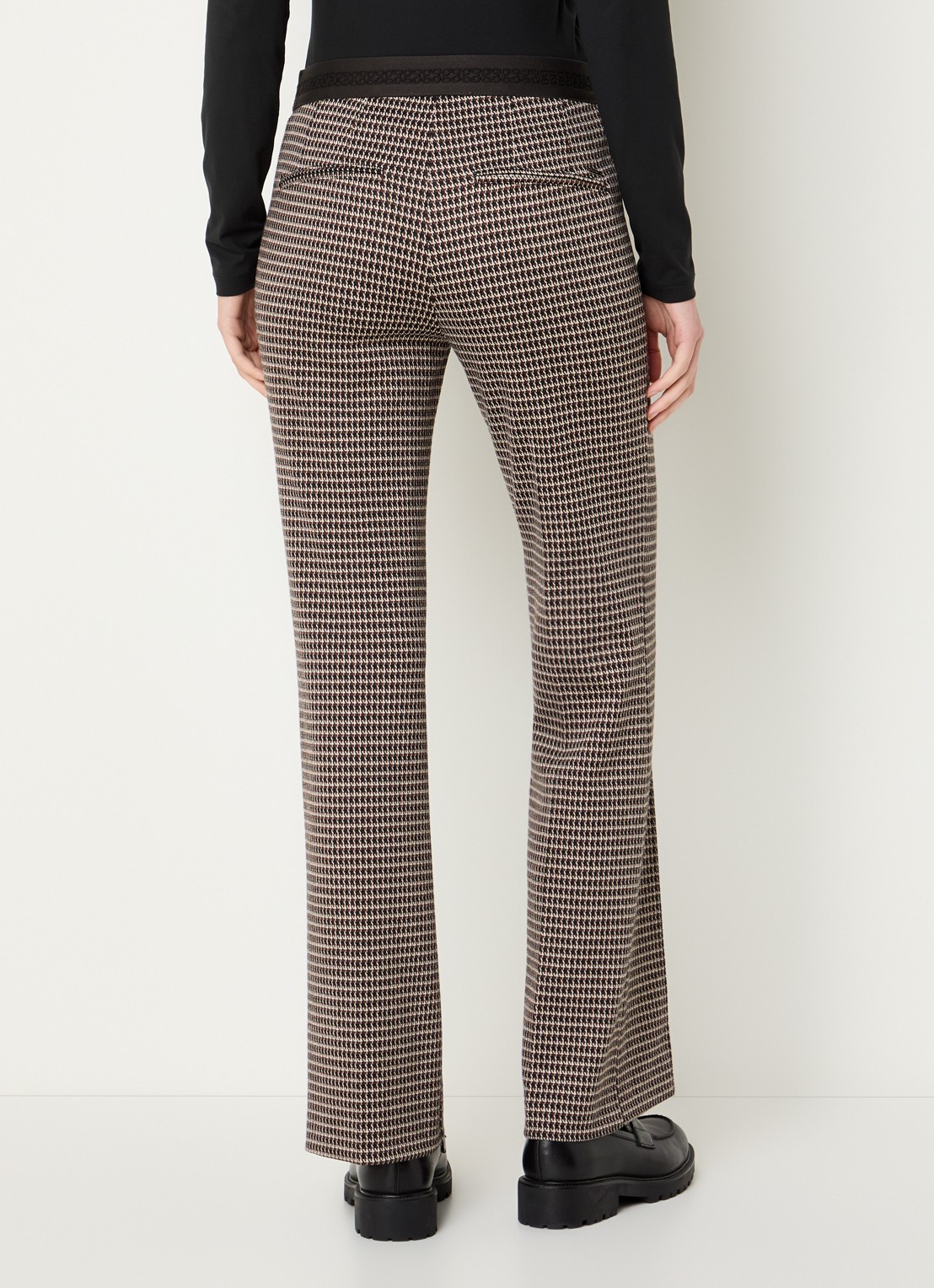 Gardeur Mid waist flared broek met ingebreid print - achterkant lichtbruin