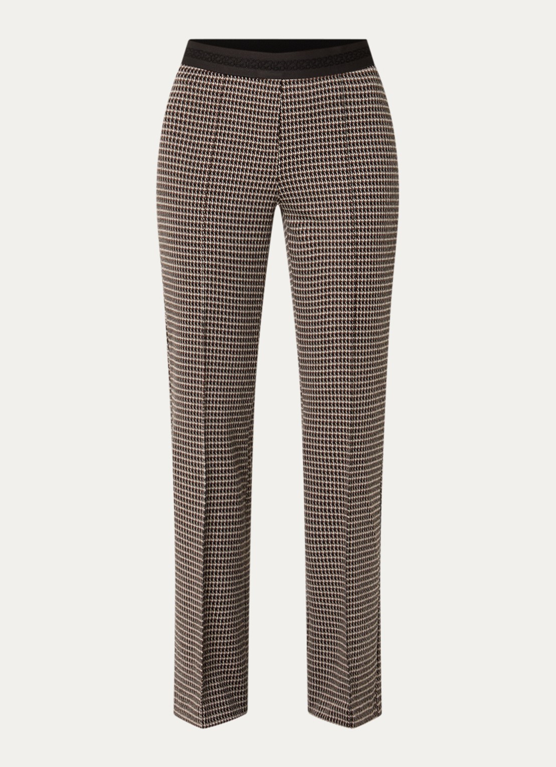 Gardeur Mid waist flared broek met ingebreid print - voorkant 3 lichtbruin