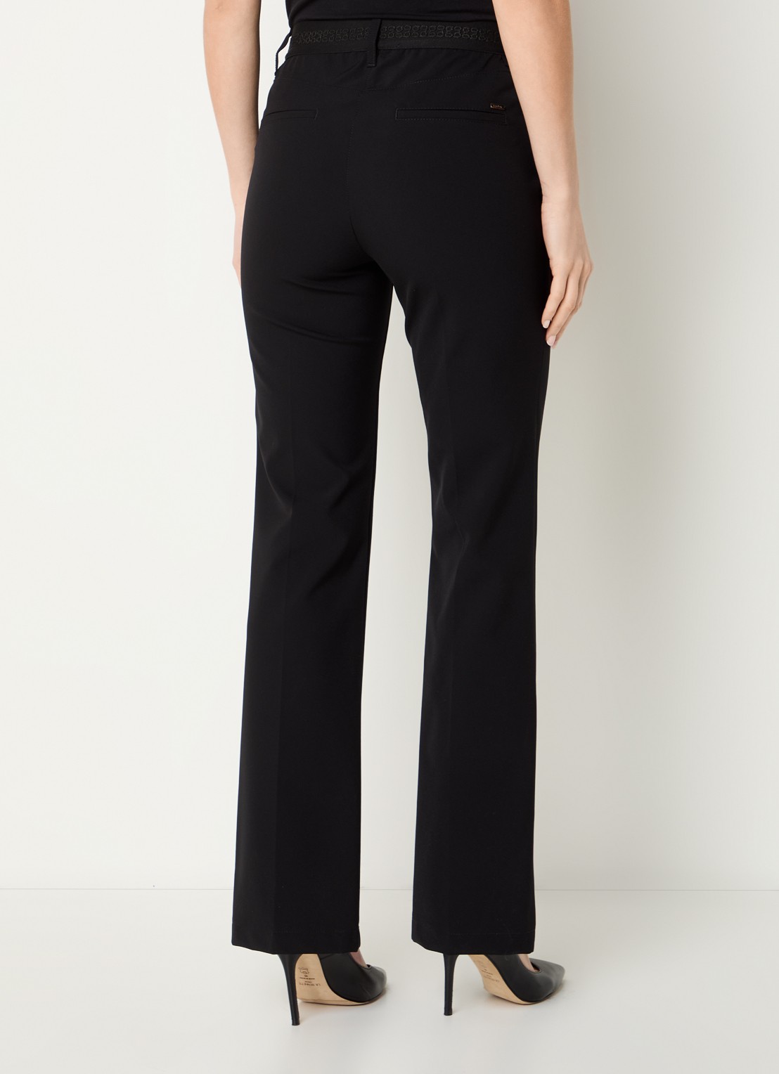 Gardeur Mid waist flared fit pantalon met steekzakken  - achterkant 4 zwart